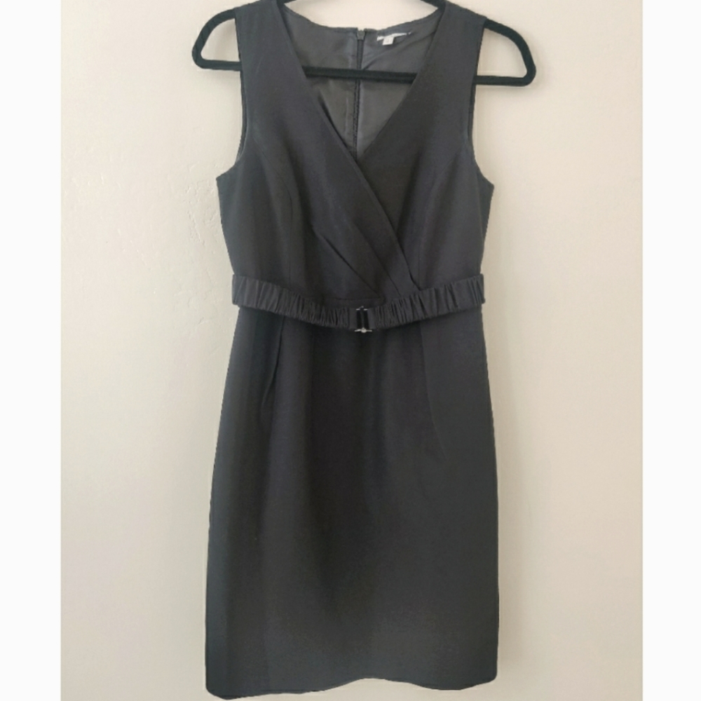 Halogen Pleated Sheath Black Dress